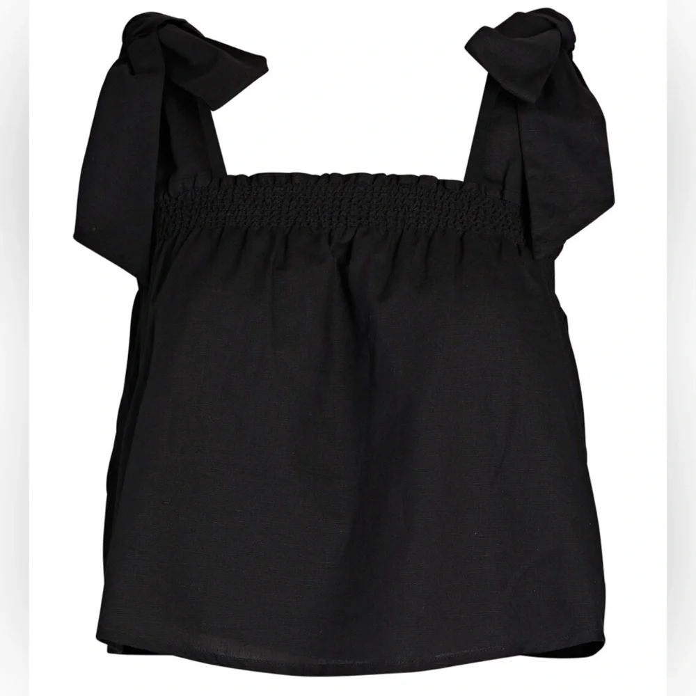 NWT Something Navy Tie Shoulder Top in Black Size Small - Picture 3 of 12